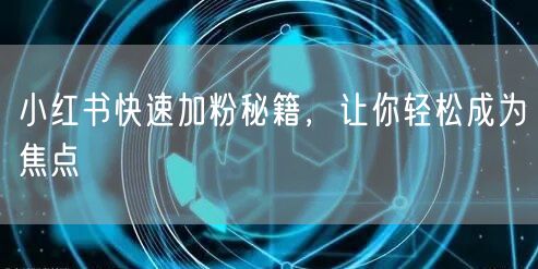 小红书快速加粉秘籍，让你轻松成为焦点