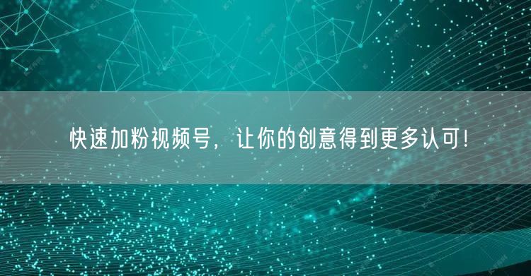快速加粉视频号，让你的创意得到更多认可！