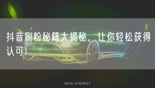 抖音刷粉秘籍大揭秘，让你轻松获得认可！