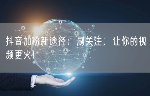 抖音加粉新途径：刷关注，让你的视频更火！