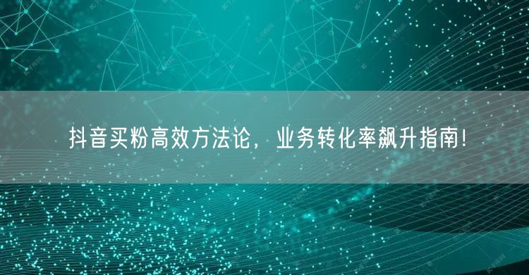 抖音买粉高效方法论，业务转化率飙升指南！