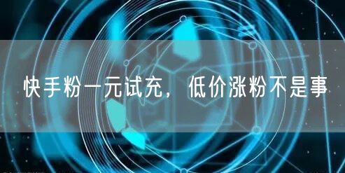 快手粉一元试充，低价涨粉不是事