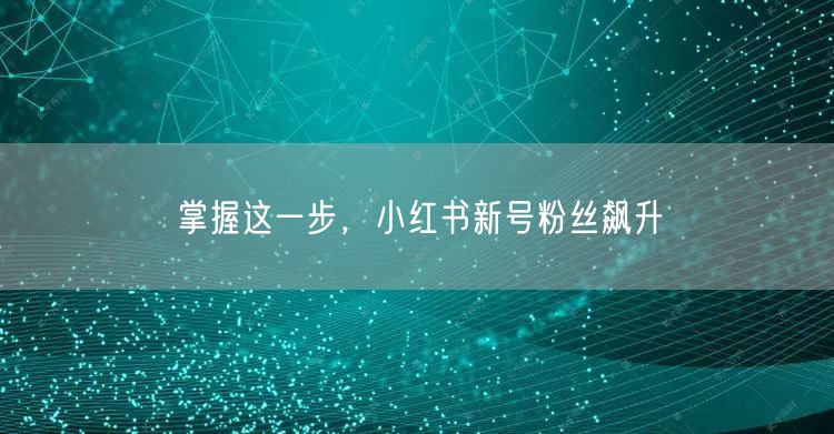 掌握这一步，小红书新号粉丝飙升