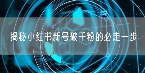 揭秘小红书新号破千粉的必走一步