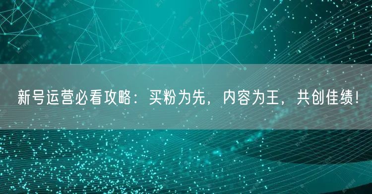 新号运营必看攻略：买粉为先，内容为王，共创佳绩！