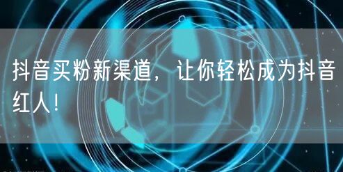 抖音买粉新渠道，让你轻松成为抖音红人！