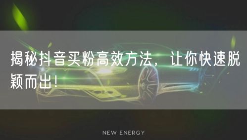揭秘抖音买粉高效方法，让你快速脱颖而出！