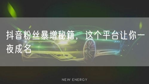 抖音粉丝暴增秘籍，这个平台让你一夜成名