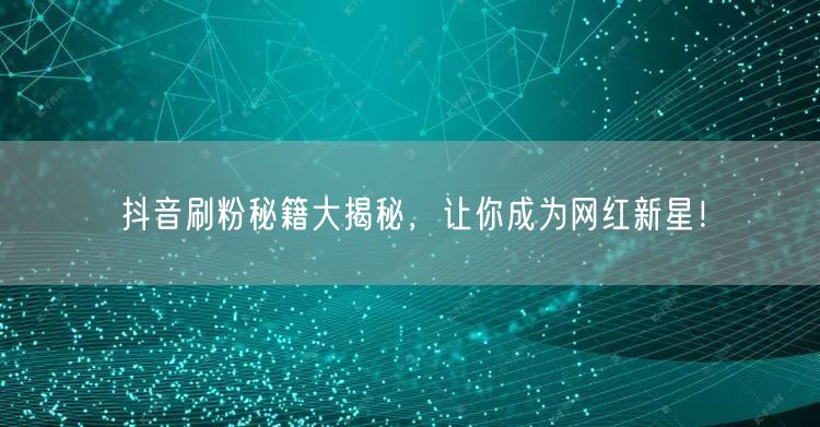 抖音刷粉秘籍大揭秘，让你成为网红新星！