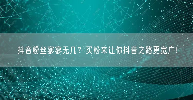 抖音粉丝寥寥无几？买粉来让你抖音之路更宽广！