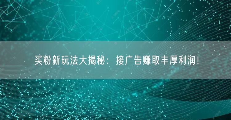 买粉新玩法大揭秘：接广告赚取丰厚利润！
