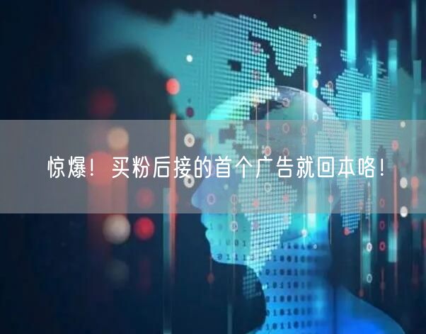 惊爆！买粉后接的首个广告就回本咯！