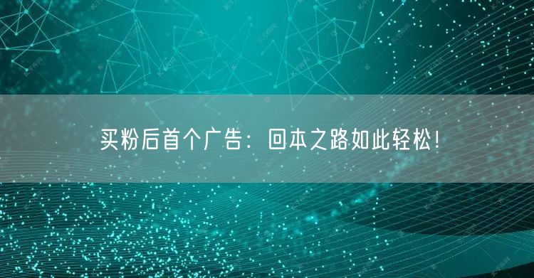 买粉后首个广告：回本之路如此轻松！