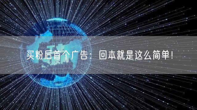买粉后首个广告：回本就是这么简单！