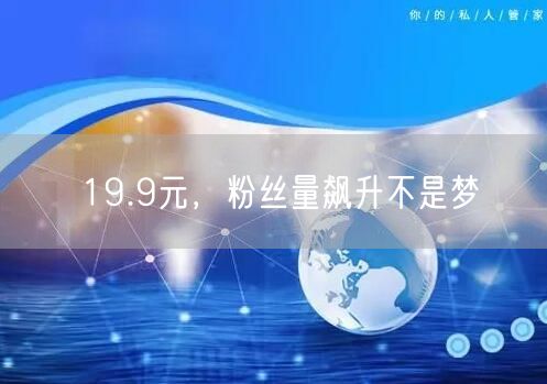 19.9元，粉丝量飙升不是梦
