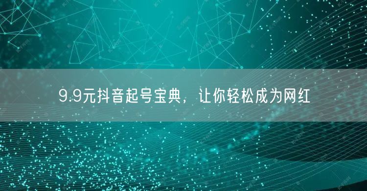 9.9元抖音起号宝典，让你轻松成为网红