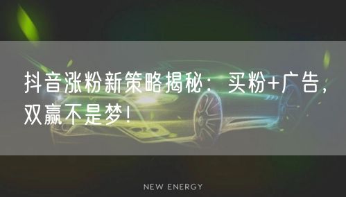 抖音涨粉新策略揭秘：买粉+广告，双赢不是梦！