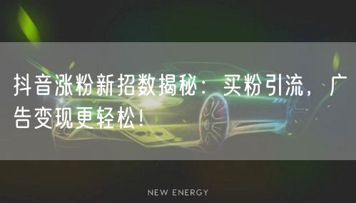 抖音涨粉新招数揭秘：买粉引流，广告变现更轻松！