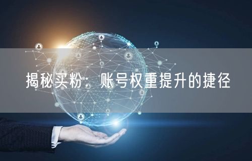 揭秘买粉：账号权重提升的捷径