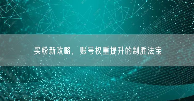 买粉新攻略，账号权重提升的制胜法宝