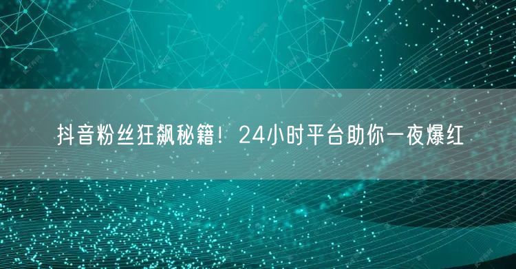 抖音粉丝狂飙秘籍！24小时平台助你一夜爆红