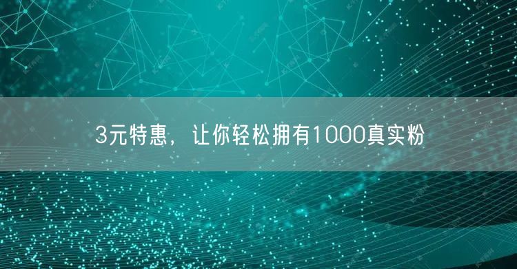 3元特惠，让你轻松拥有1000真实粉