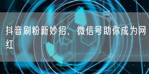 抖音刷粉新妙招，微信号助你成为网红