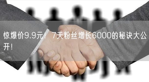 惊爆价9.9元！7天粉丝增长6000的秘诀大公开！