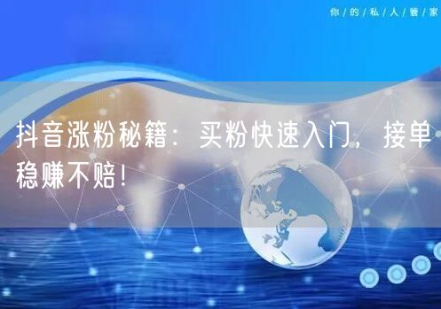 抖音涨粉秘籍：买粉快速入门，接单稳赚不赔！