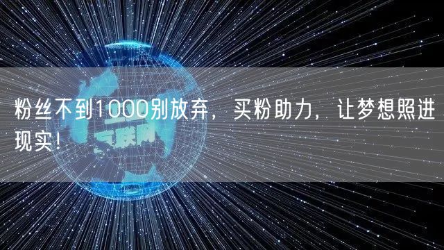 粉丝不到1000别放弃，买粉助力，让梦想照进现实！
