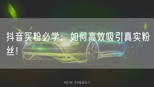抖音买粉必学：如何高效吸引真实粉丝！