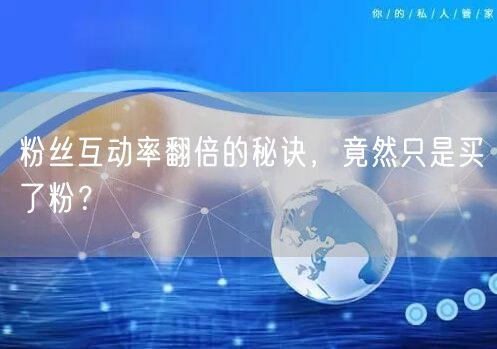 粉丝互动率翻倍的秘诀，竟然只是买了粉？