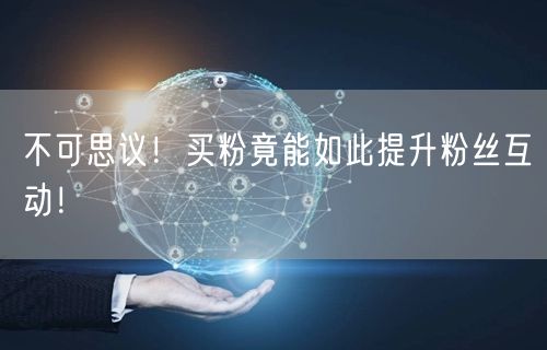 不可思议！买粉竟能如此提升粉丝互动！