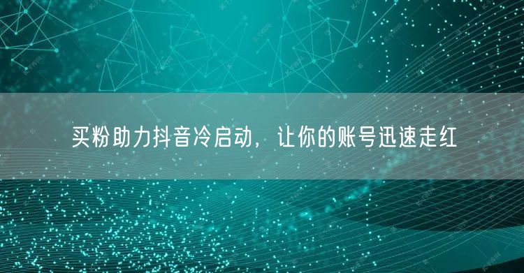 买粉助力抖音冷启动，让你的账号迅速走红