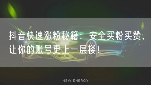抖音快速涨粉秘籍：安全买粉买赞，让你的账号更上一层楼！