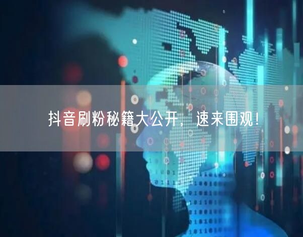 抖音刷粉秘籍大公开，速来围观！