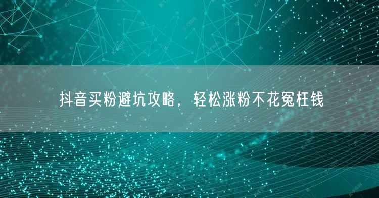 抖音买粉避坑攻略，轻松涨粉不花冤枉钱