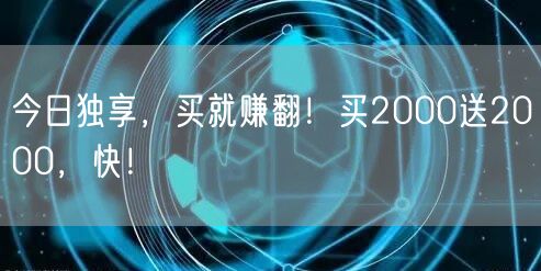 今日独享，买就赚翻！买2000送2000，快！
