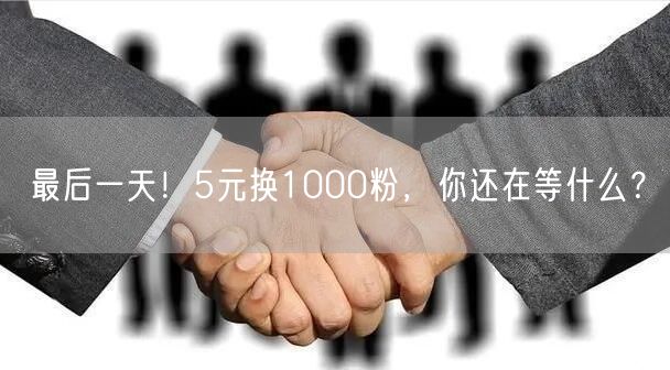 最后一天!5元换1000粉,你还在等什么?