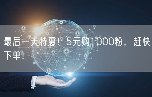 最后一天特惠！5元购1000粉，赶快下单！