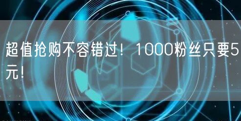 超值抢购不容错过！1000粉丝只要5元！