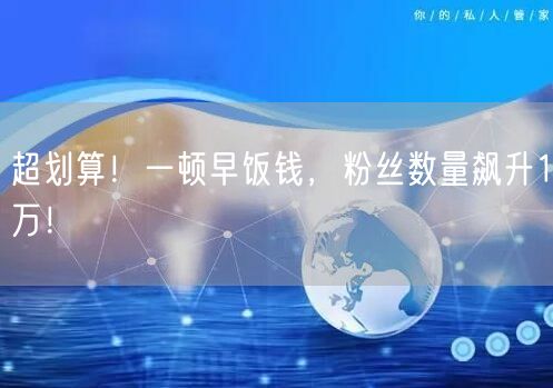 超划算！一顿早饭钱，粉丝数量飙升1万！