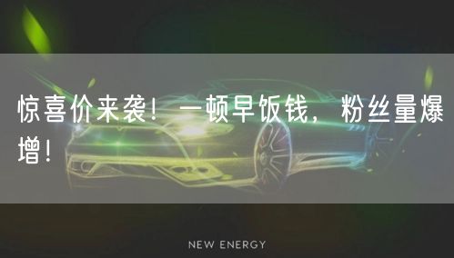 惊喜价来袭！一顿早饭钱，粉丝量爆增！