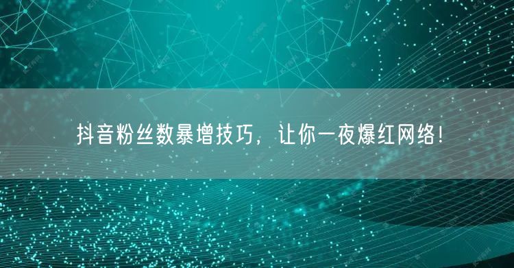 抖音粉丝数暴增技巧，让你一夜爆红网络！