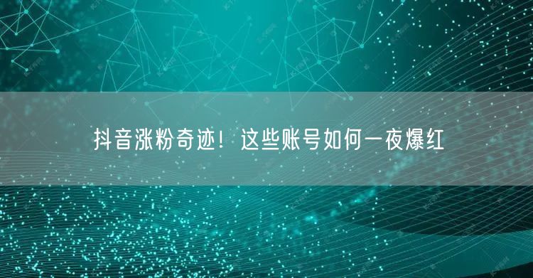 抖音涨粉奇迹！这些账号如何一夜爆红