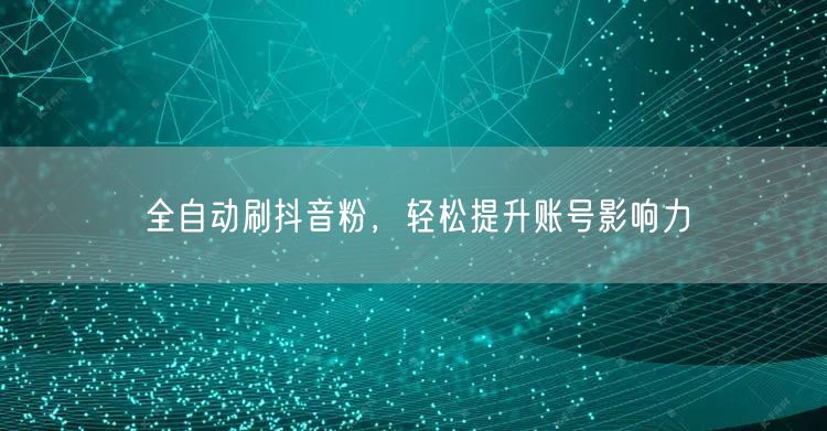 全自动刷抖音粉，轻松提升账号影响力