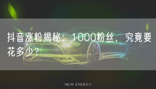 抖音涨粉揭秘：1000粉丝，究竟要花多少？