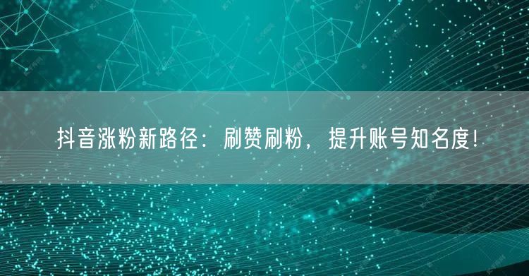 抖音涨粉新路径：刷赞刷粉，提升账号知名度！