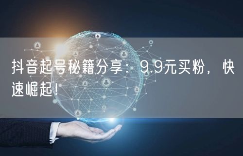 抖音起号秘籍分享：9.9元买粉，快速崛起！