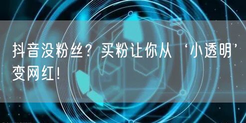 抖音没粉丝？买粉让你从‘小透明’变网红！
